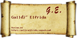 Galló Elfrida névjegykártya